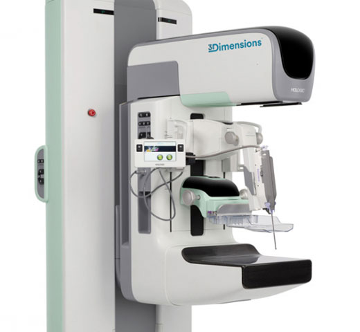 Hologic Affirm® upright geleidingssysteem voor borstbiopsie op witte achtergrond