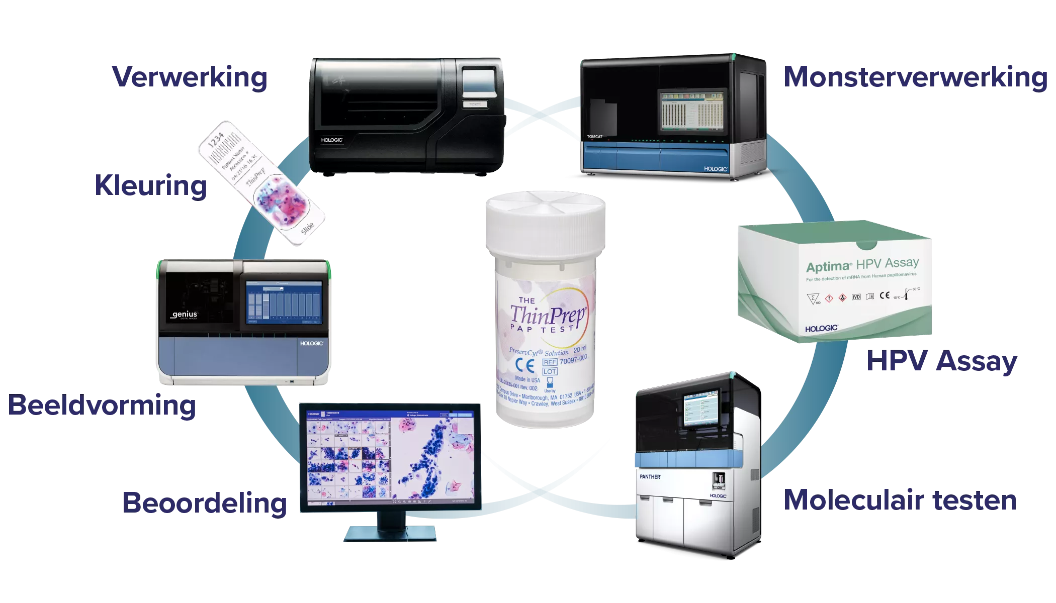 Grafiek die het verband tussen producten van Hologic aangeeft