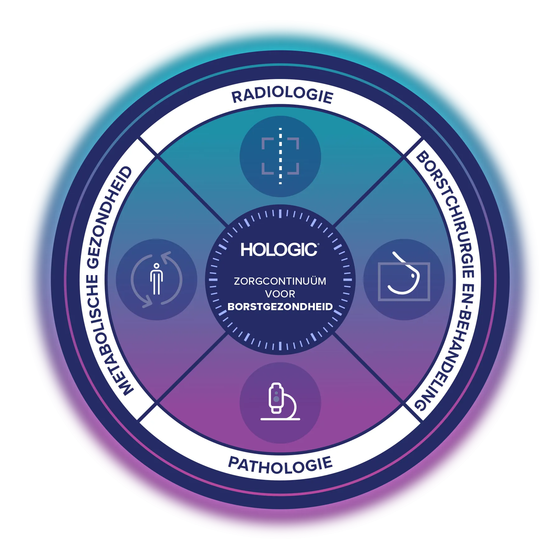 Illustratie van het zorgcontinuüm borstgezondheid van Hologic.