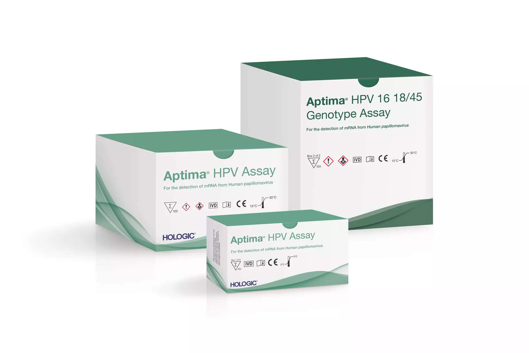 Aptima HPV assaydoosjes op witte achtergrond