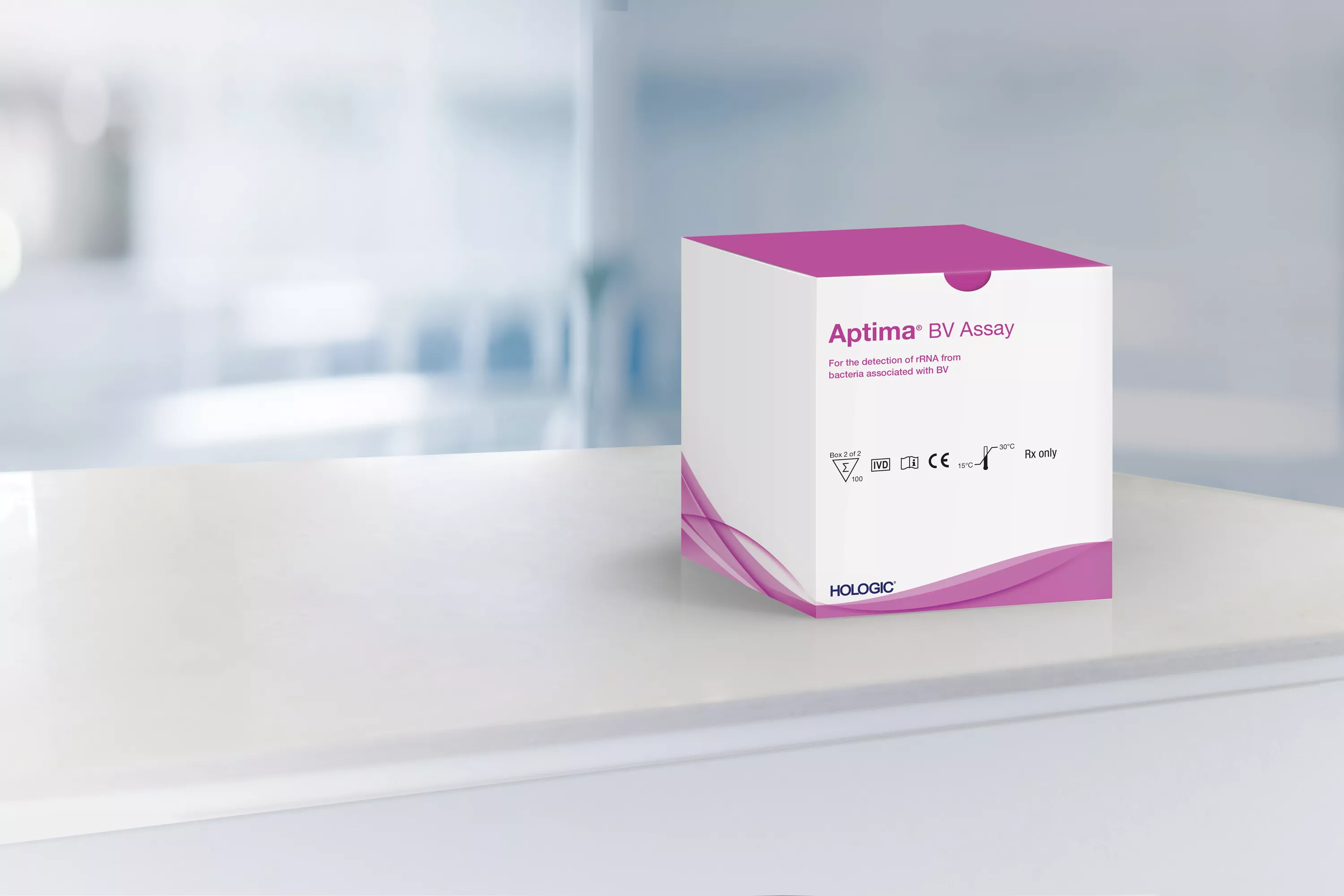 Assaydoos met laboratorium op achtergrond