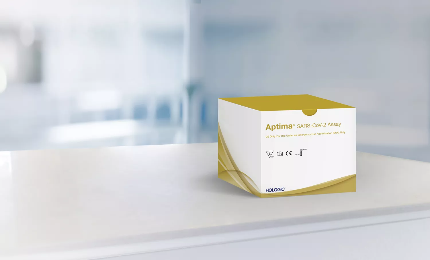 Assaydoos met laboratorium op achtergrond