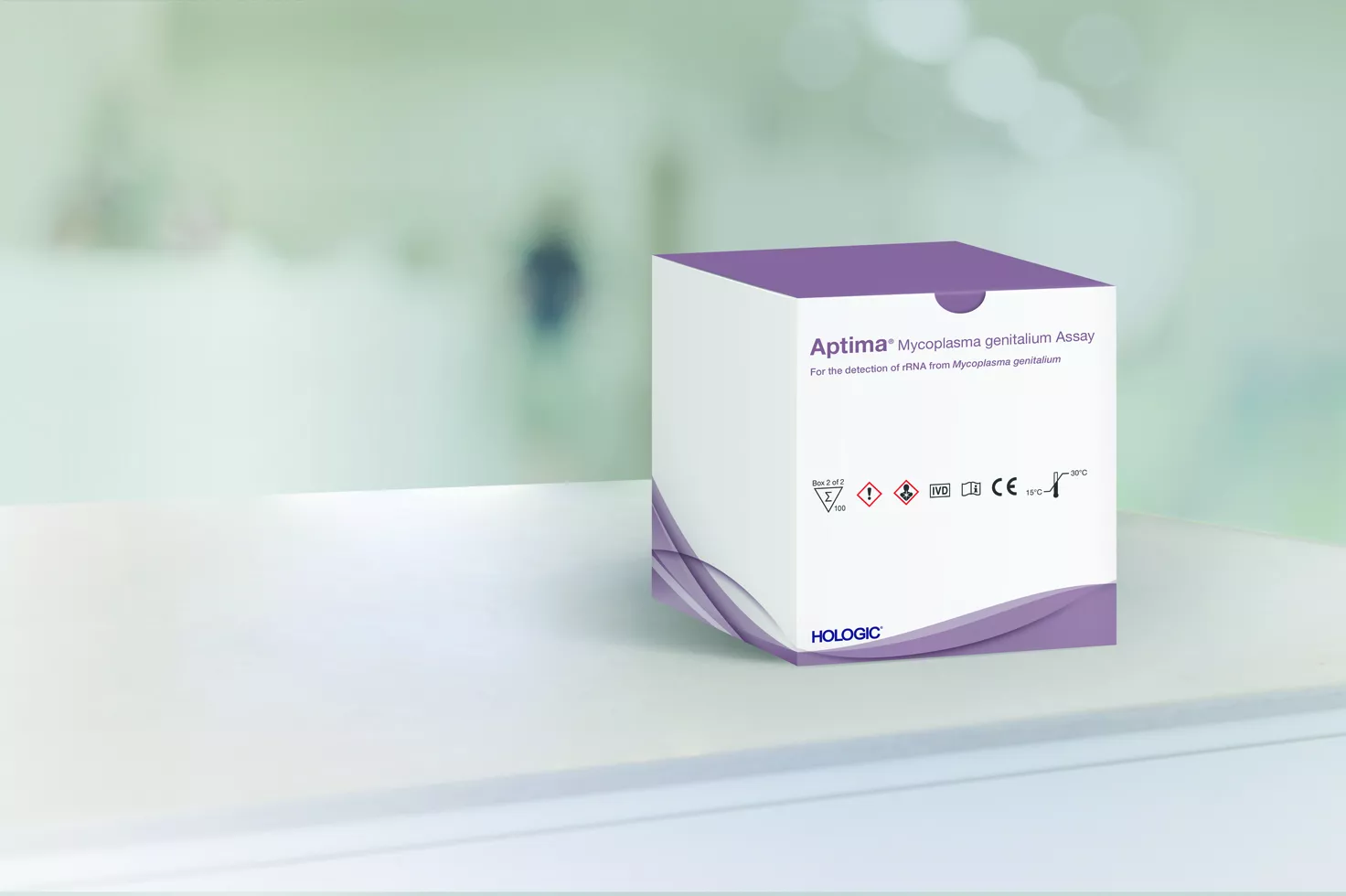 Assaydoos met laboratorium op achtergrond