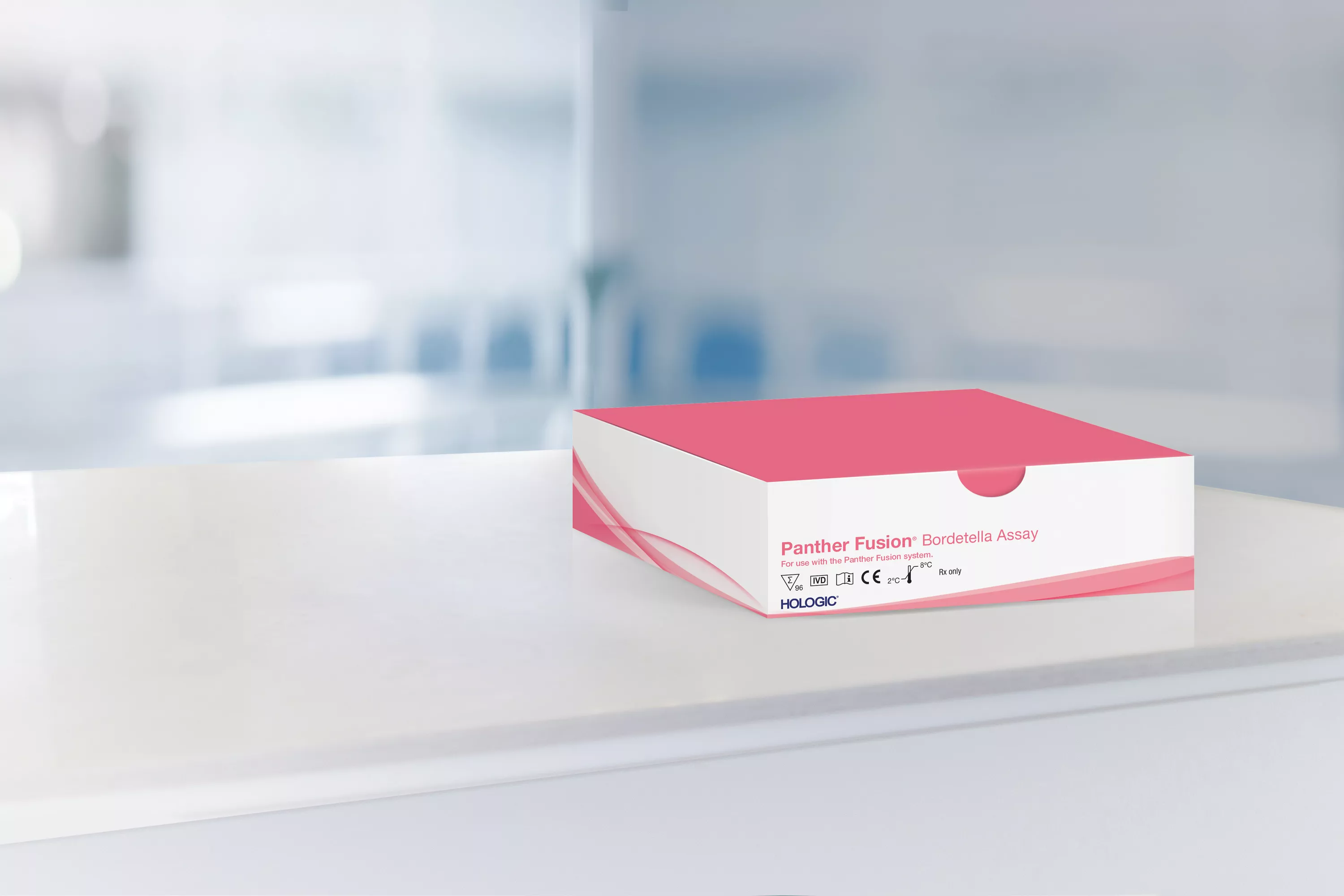 Assaydoos met laboratorium op achtergrond