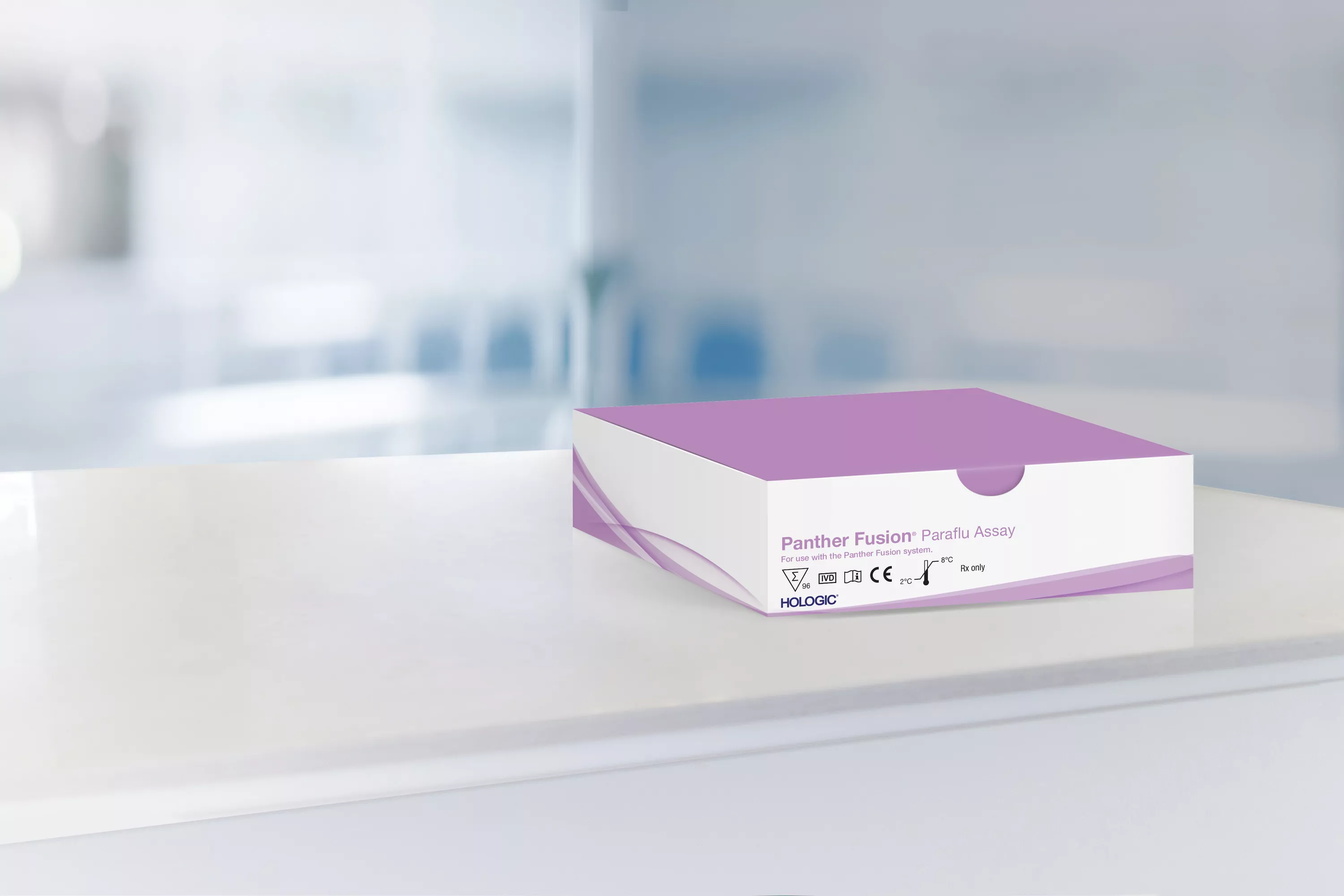 Assaydoos met laboratorium op achtergrond